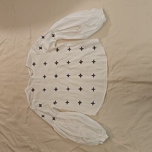 GAP bishop sleeve beaded blouse white 100% cotton size XS